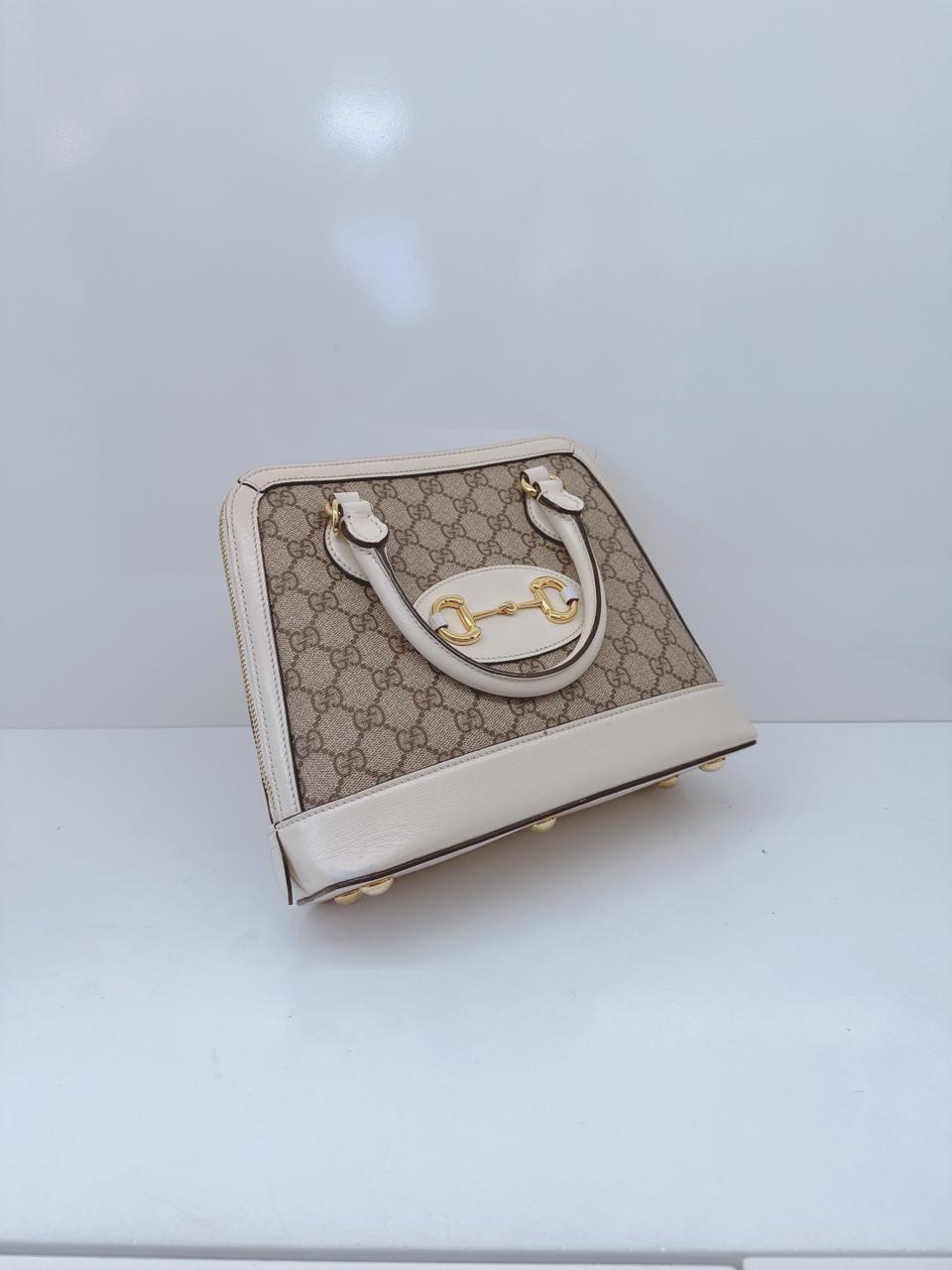 SMALL GUCCI HORSEBIT TOP HANDLE BAG IN GG SUPREME CANVAS