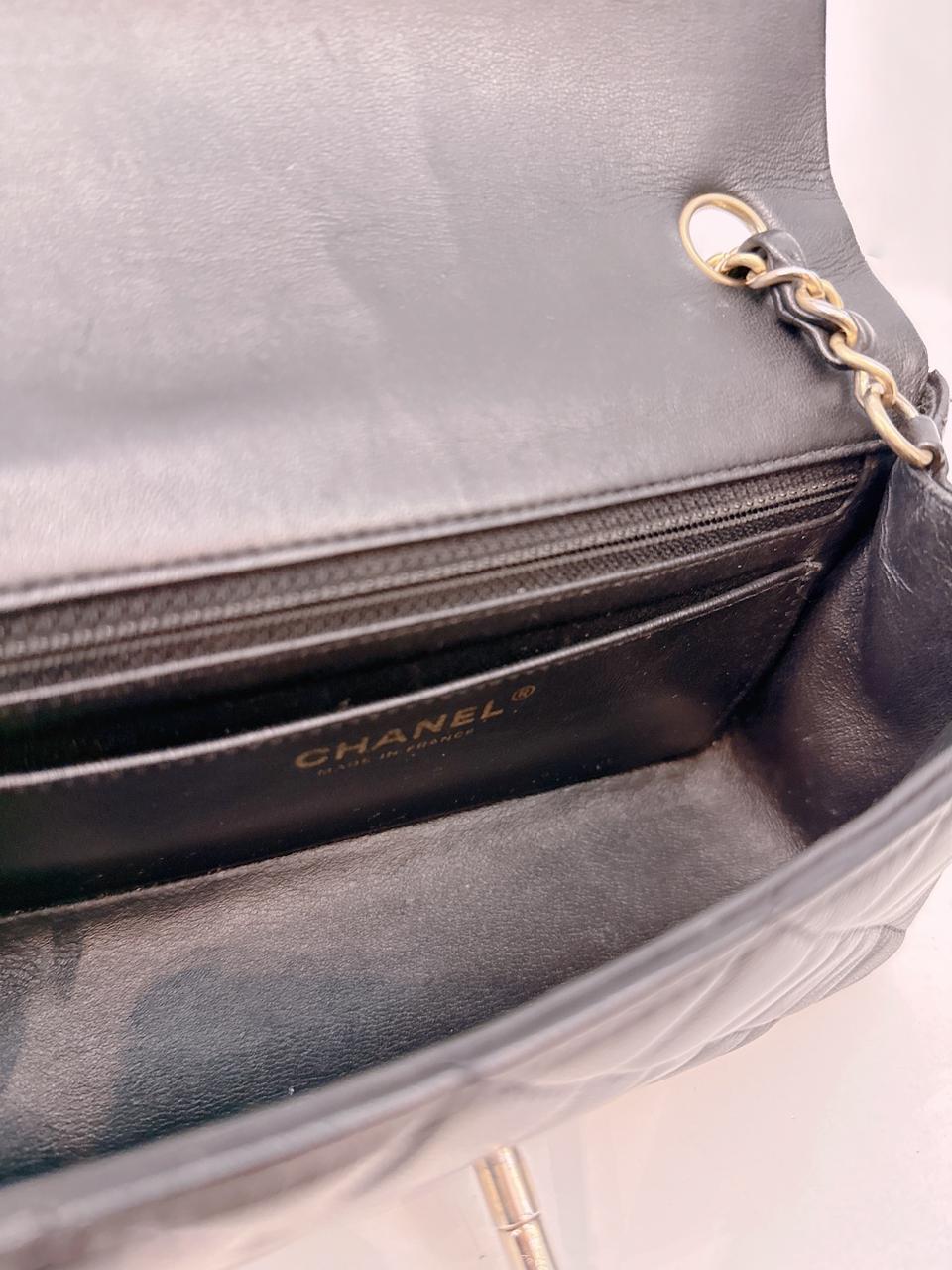 BLACK QUILTED LAMBSKIN RECTANGULAR MINI CLASSIC FLAP BAG