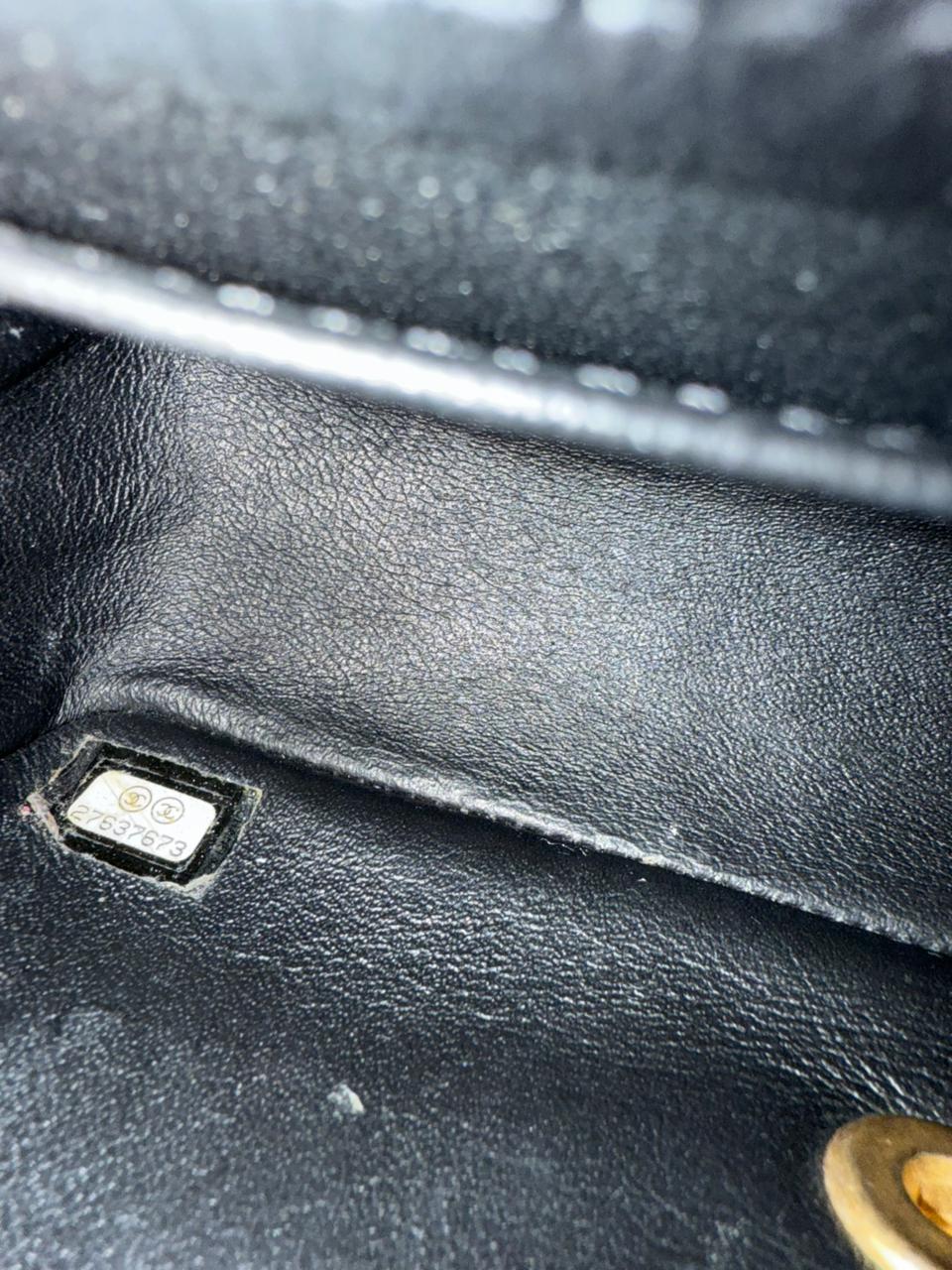 BLACK QUILTED LAMBSKIN RECTANGULAR MINI CLASSIC FLAP BAG