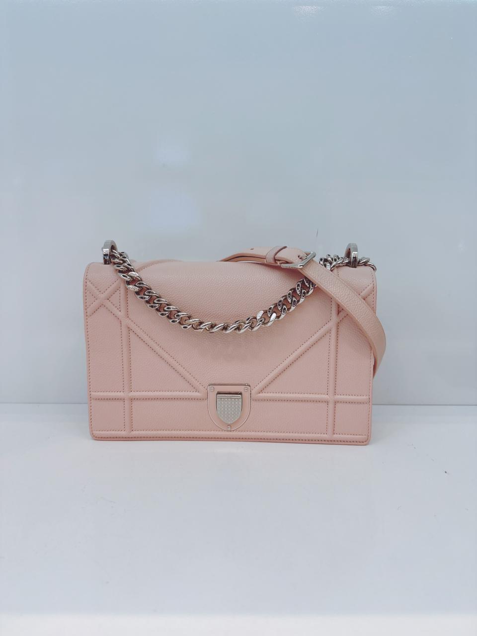 BLUSH PINK GRAINED LEATHER MEDIUM DIORAMA SHOULDER BAG