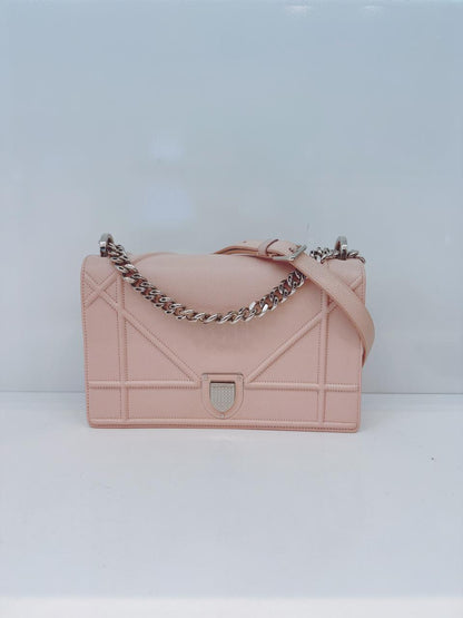 BLUSH PINK GRAINED LEATHER MEDIUM DIORAMA SHOULDER BAG