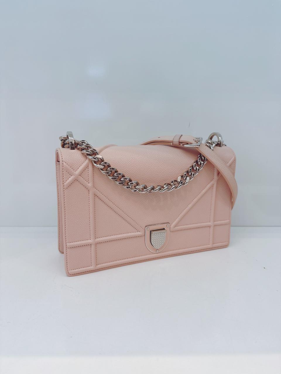 BLUSH PINK GRAINED LEATHER MEDIUM DIORAMA SHOULDER BAG