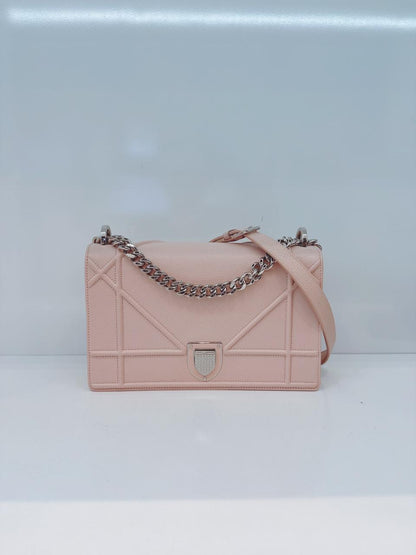 BLUSH PINK GRAINED LEATHER MEDIUM DIORAMA SHOULDER BAG
