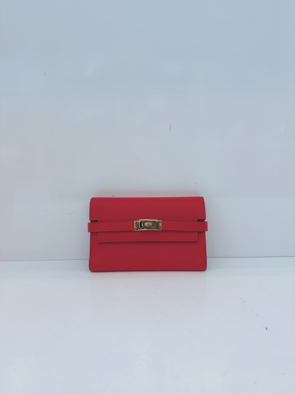 ROUGE TOMATE KELLY COMPACT WALLET EPSOM LEATHER GHW