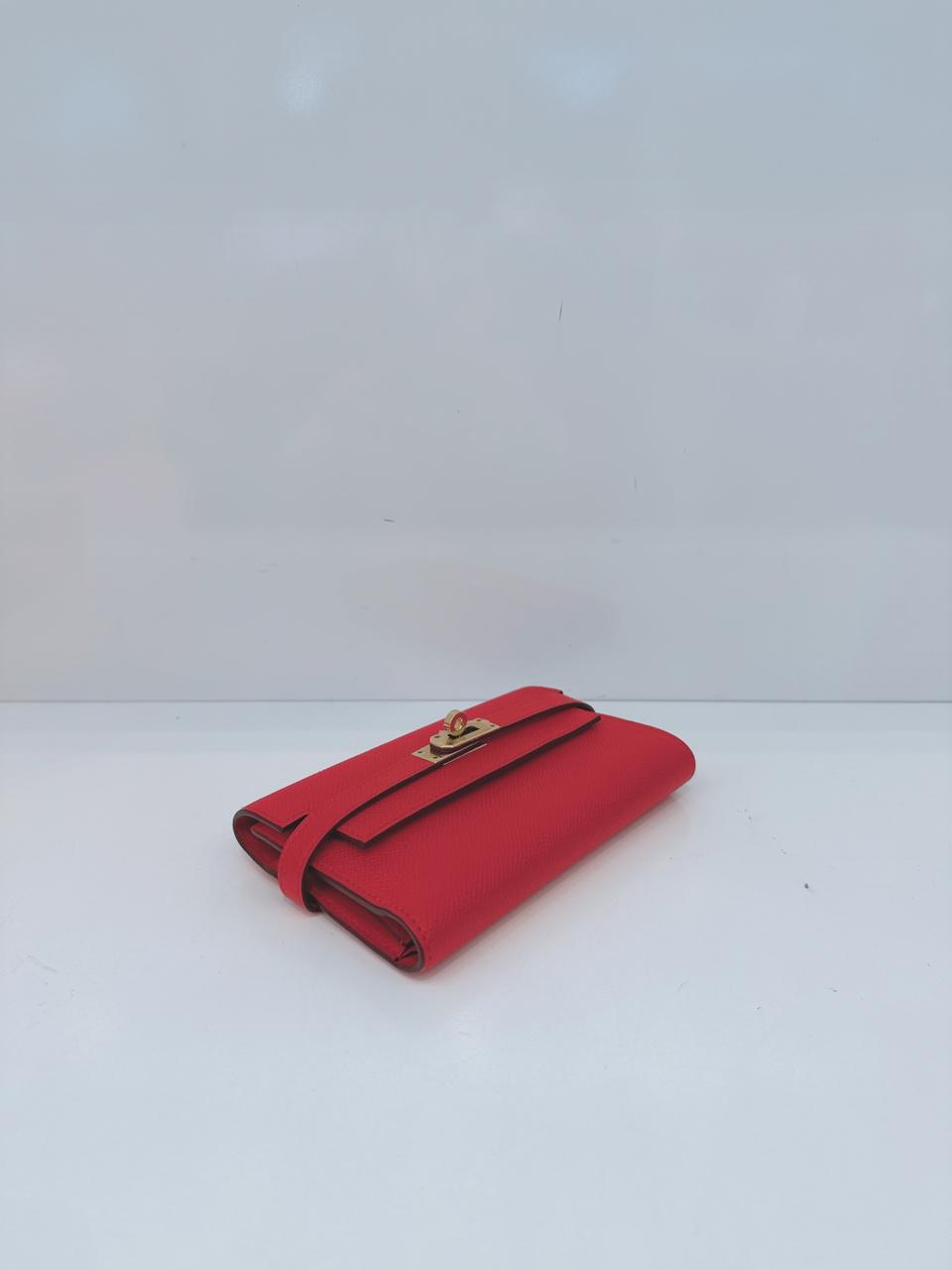 ROUGE TOMATE KELLY COMPACT WALLET EPSOM LEATHER GHW
