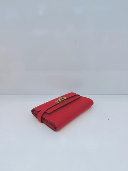 ROUGE TOMATE KELLY COMPACT WALLET EPSOM LEATHER GHW