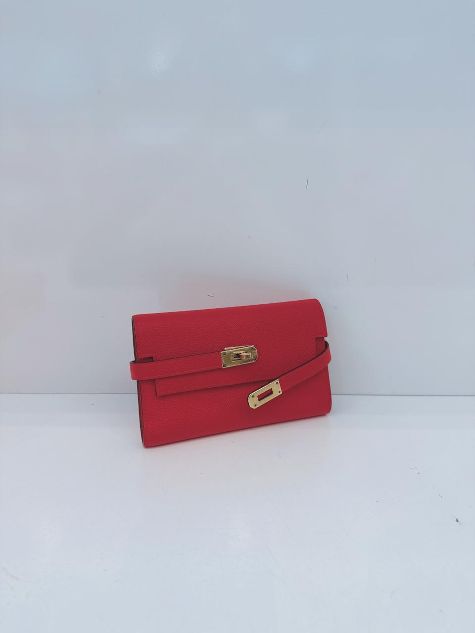 ROUGE TOMATE KELLY COMPACT WALLET EPSOM LEATHER GHW
