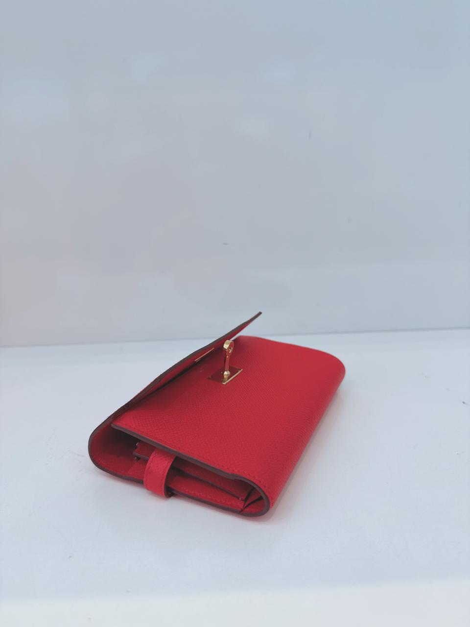 ROUGE TOMATE KELLY COMPACT WALLET EPSOM LEATHER GHW