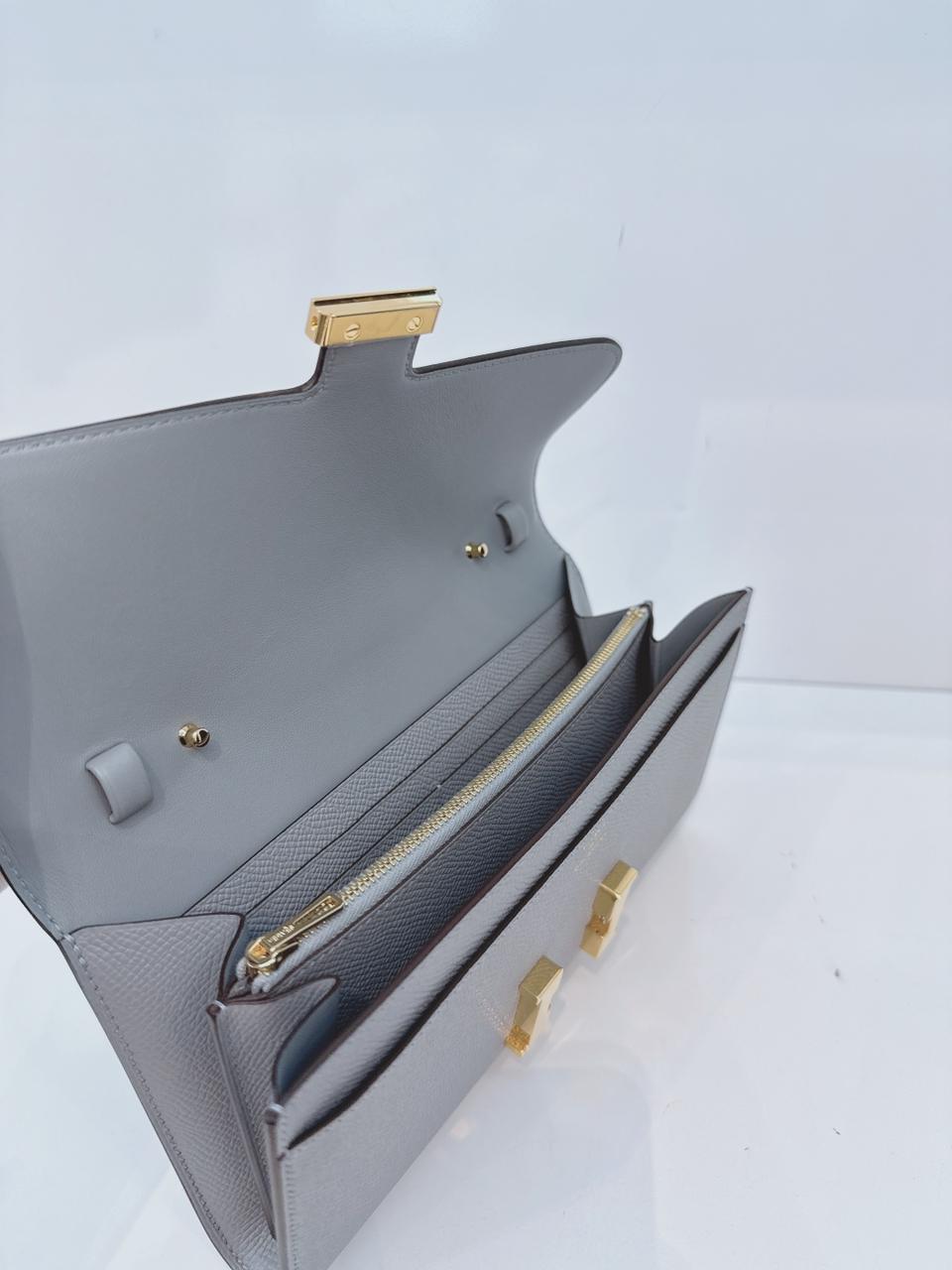 GRIS PANTIN CONSTANCE TO GO WALLET EPSOM LEATHER GOLD HARDWARE