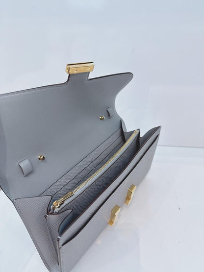 GRIS PANTIN CONSTANCE TO GO WALLET EPSOM LEATHER GOLD HARDWARE