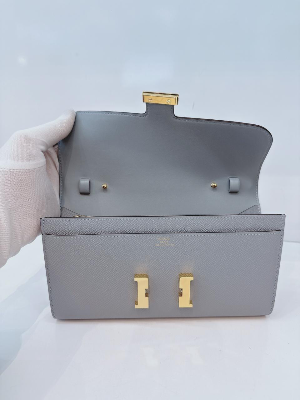 GRIS PANTIN CONSTANCE TO GO WALLET EPSOM LEATHER GOLD HARDWARE