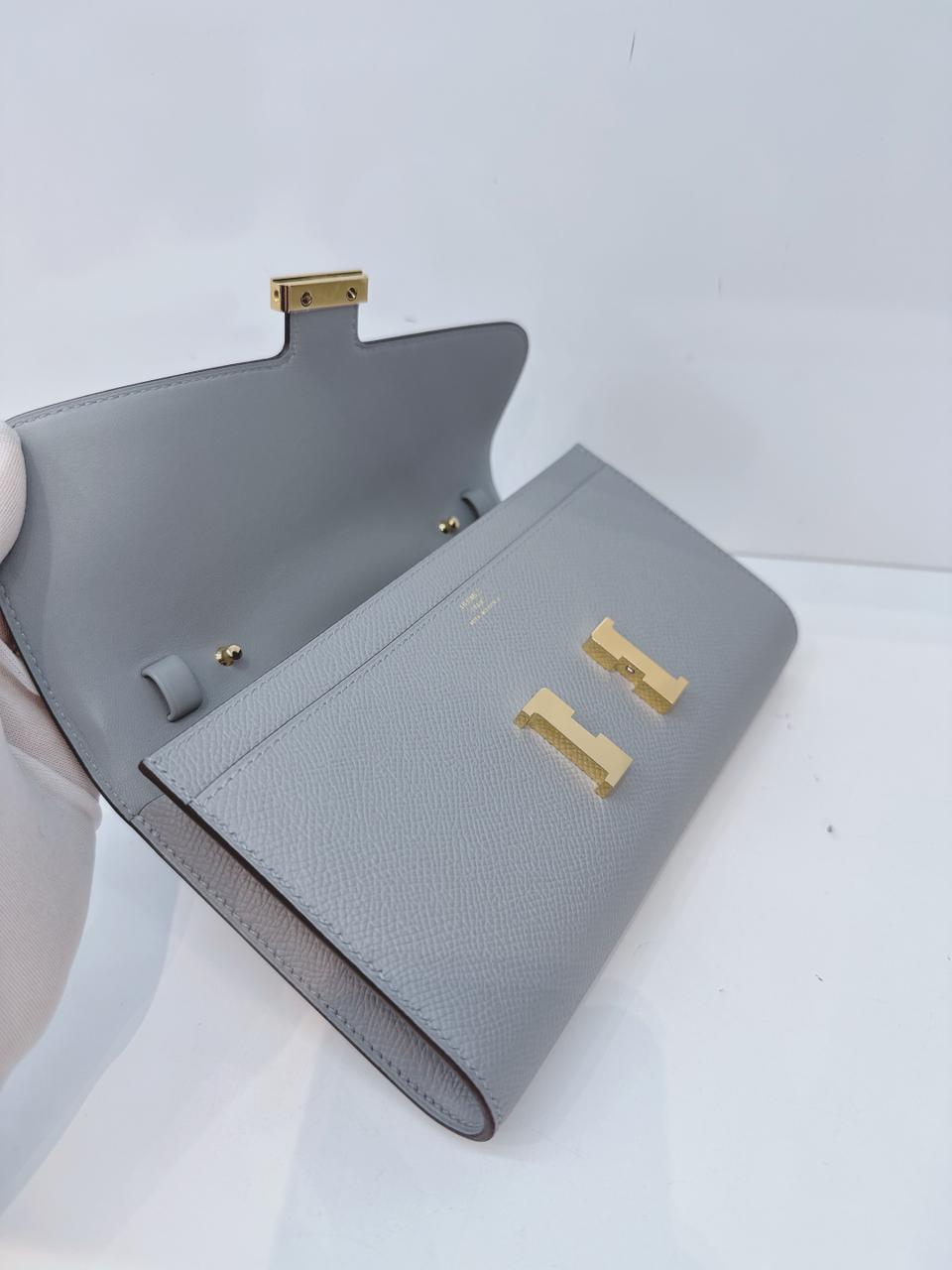 GRIS PANTIN CONSTANCE TO GO WALLET EPSOM LEATHER GOLD HARDWARE