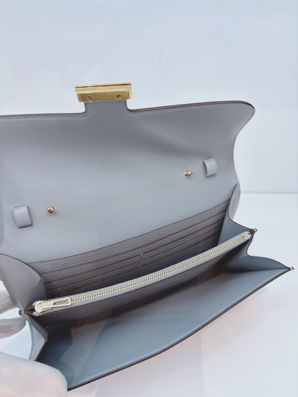 GRIS PANTIN CONSTANCE TO GO WALLET EPSOM LEATHER GOLD HARDWARE