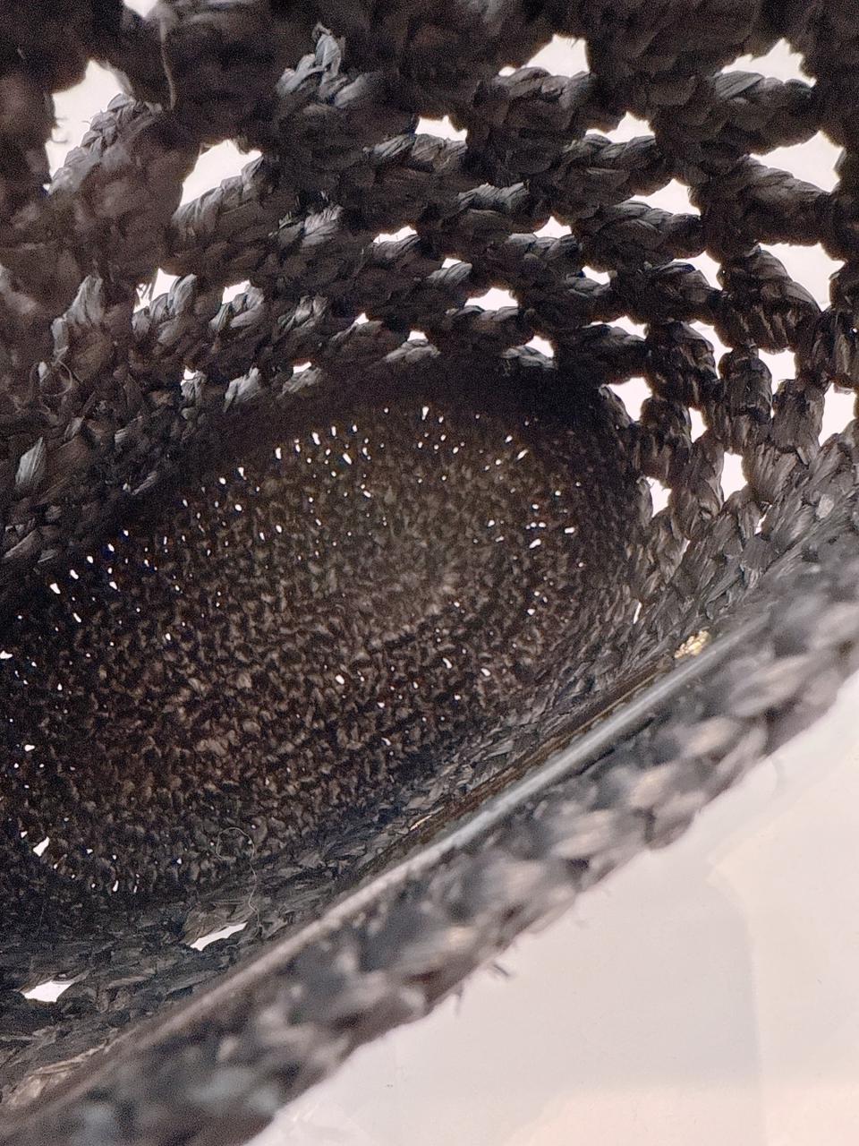 BLACK CROCHET RAFFIA SMALL TOTE  SHOULDER BAG