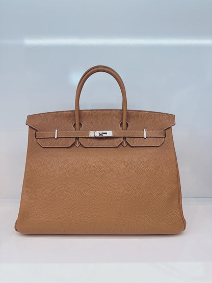 HERMES GOLD BIRKIN 40 TOGO LEATHER PALLADIUM HARDWARE