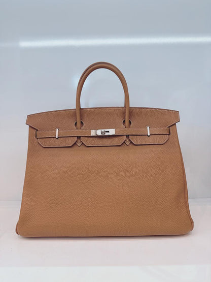 HERMES GOLD BIRKIN 40 TOGO LEATHER PALLADIUM HARDWARE