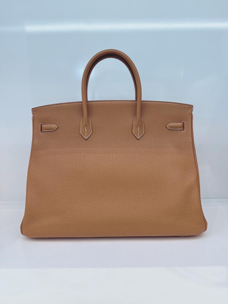 HERMES GOLD BIRKIN 40 TOGO LEATHER PALLADIUM HARDWARE