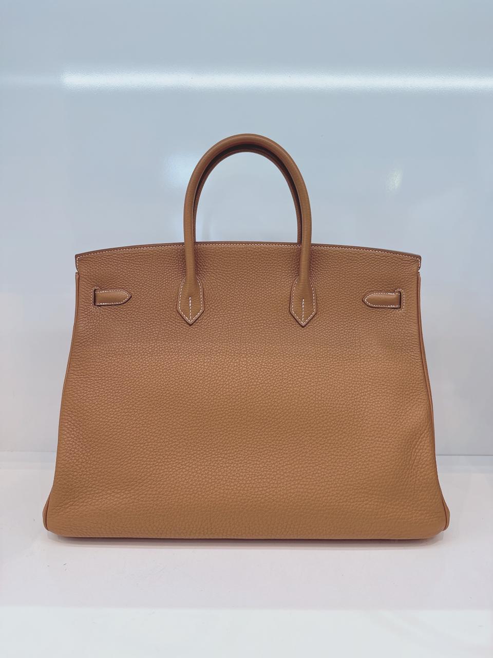 HERMES GOLD BIRKIN 40 TOGO LEATHER PALLADIUM HARDWARE