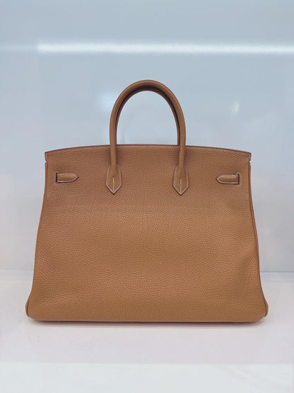 HERMES GOLD BIRKIN 40 TOGO LEATHER PALLADIUM HARDWARE