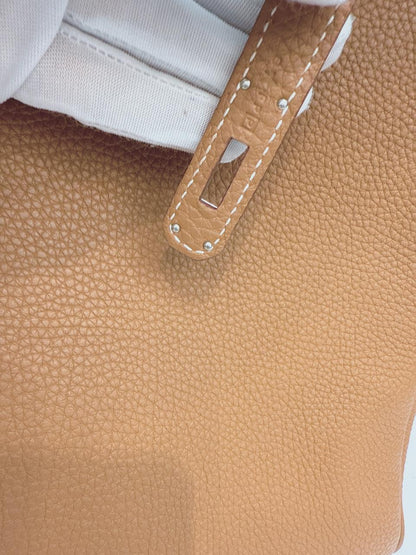 HERMES GOLD BIRKIN 40 TOGO LEATHER PALLADIUM HARDWARE