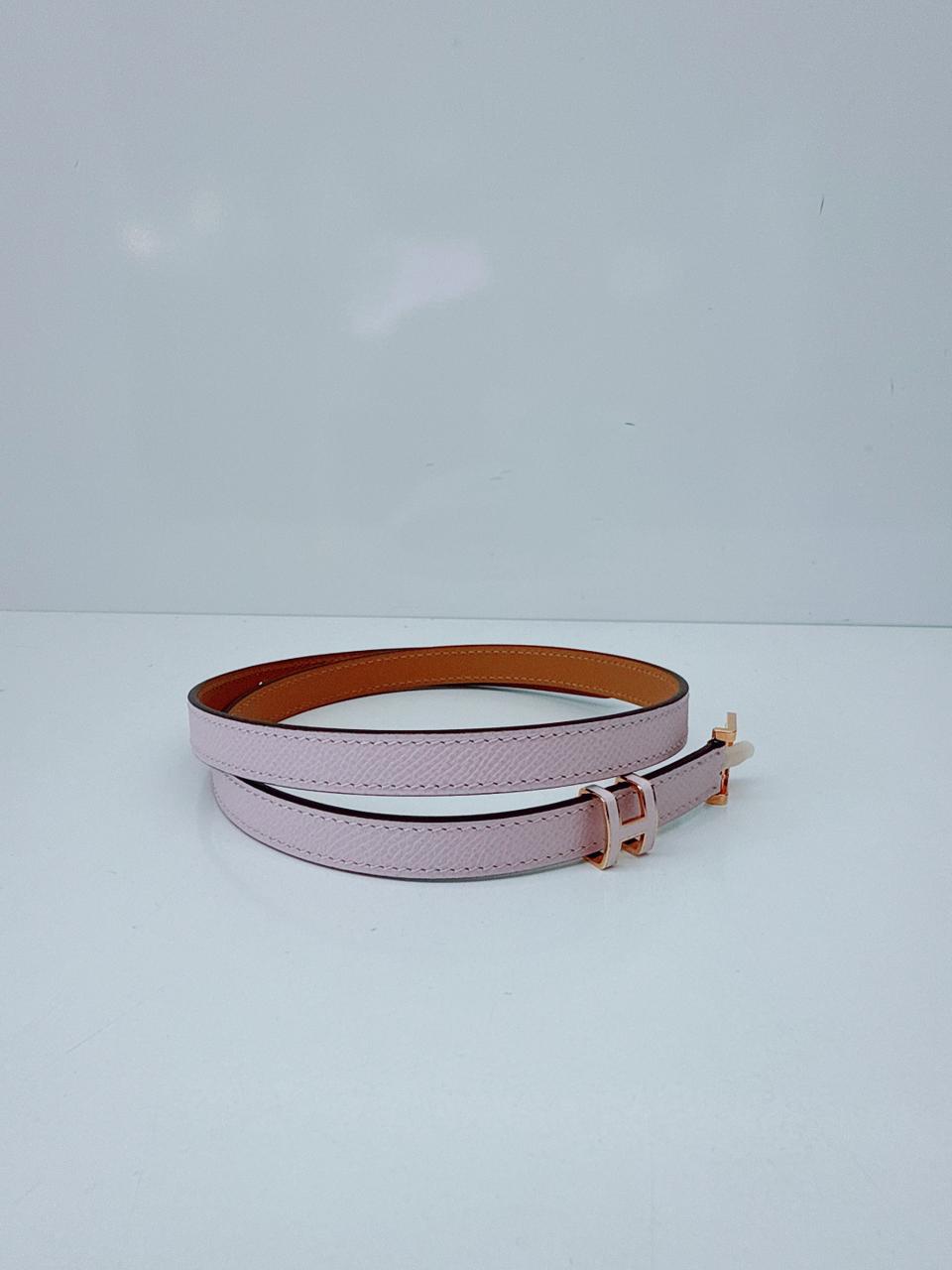 MAUVE PALE EPSOM LEATHER POP H BELT 70
