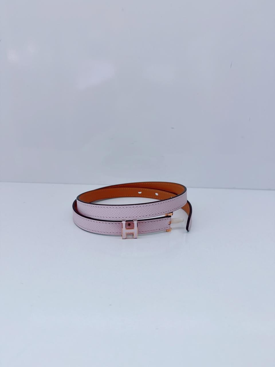 MAUVE PALE EPSOM LEATHER POP H BELT 70
