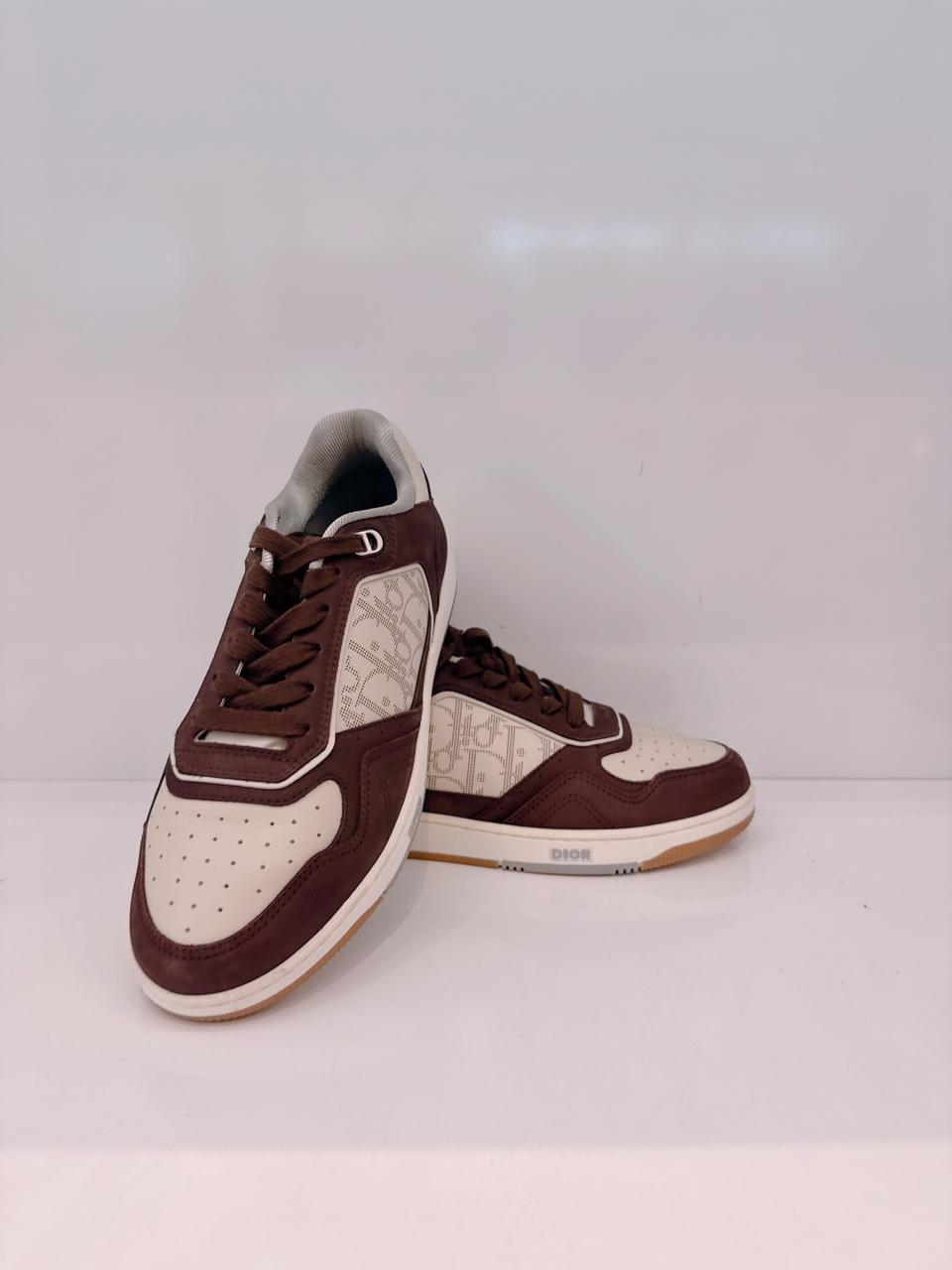 B27 UPTOWN LOW TOP TOP SNEAKER BROWN & BEIGE  DIOR OBLIQUE JACQUARD 40