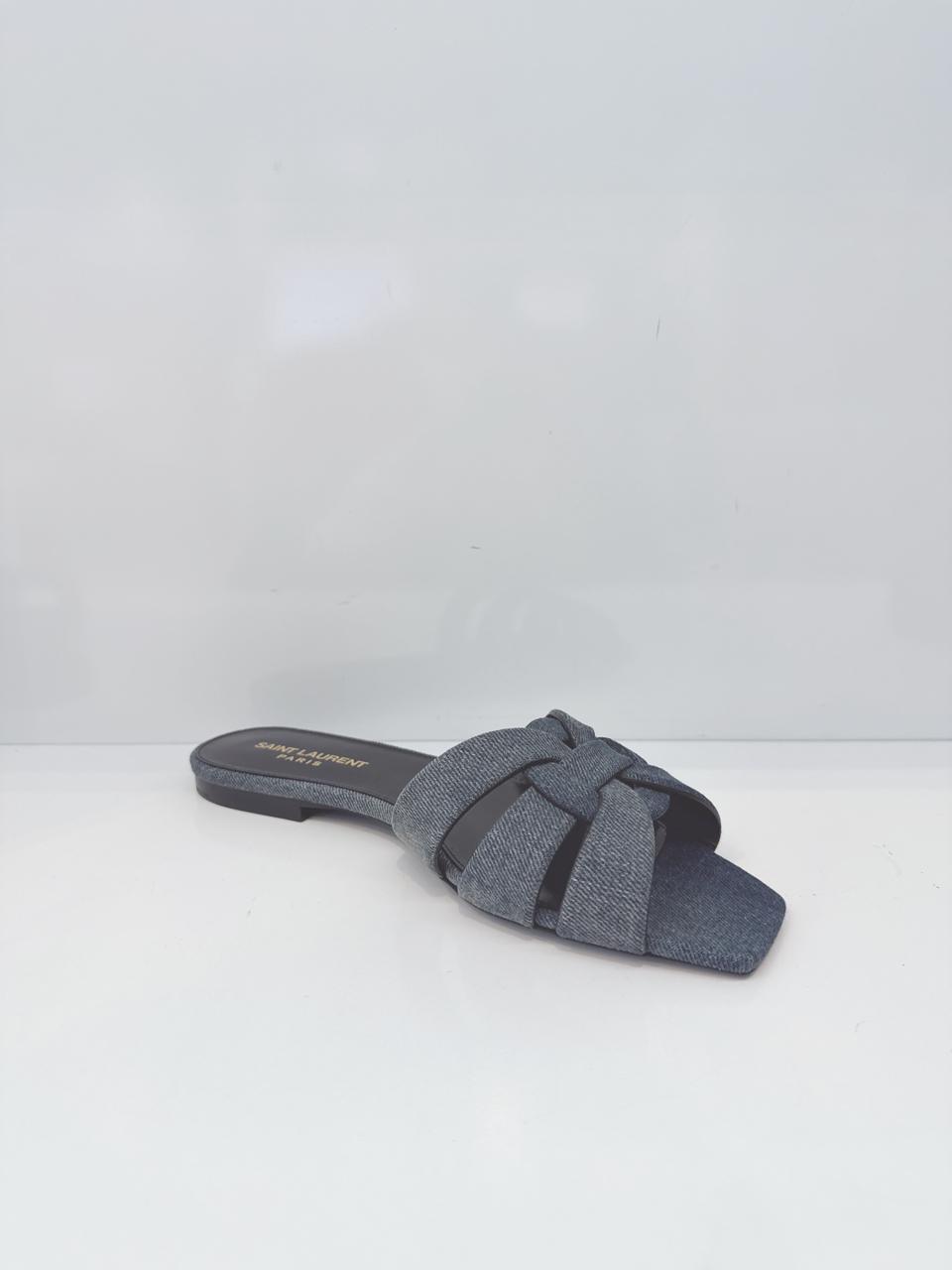 TRIBUTE DENIM BLUE SLIP ON MULES 38