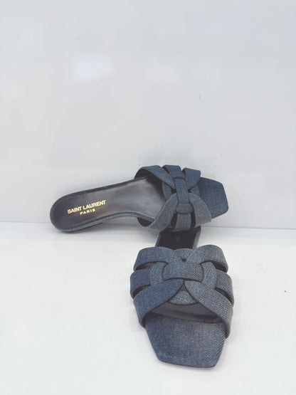 TRIBUTE DENIM BLUE SLIP ON MULES 38