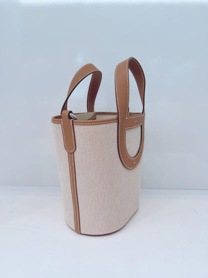 ECRU BEIGE GOLD CANVAS AND LEATHER IN-THE-LOOP 18 PALLADIUM HARDWARE