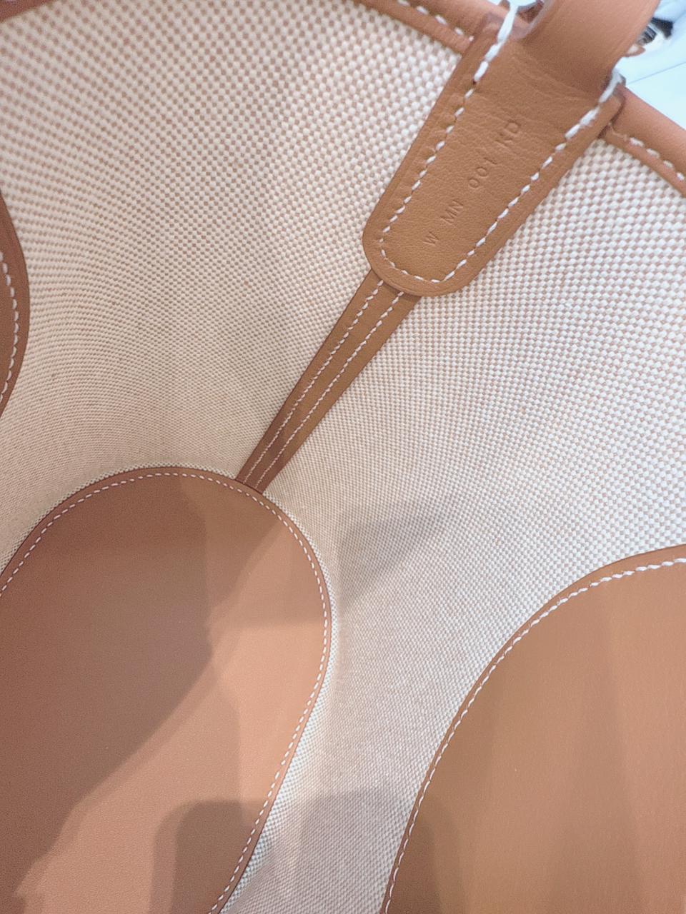 ECRU BEIGE GOLD CANVAS AND LEATHER IN-THE-LOOP 18 PALLADIUM HARDWARE