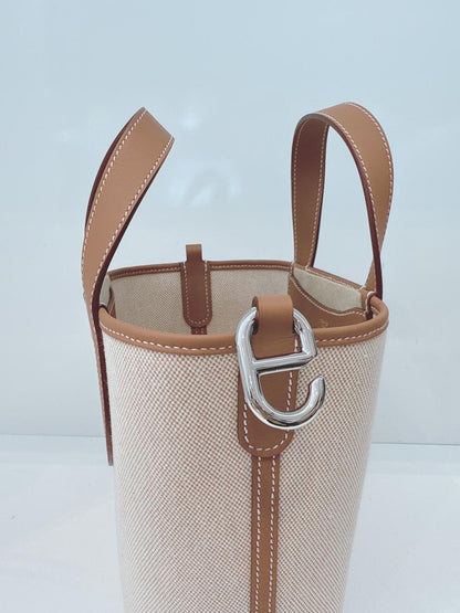 ECRU BEIGE GOLD CANVAS AND LEATHER IN-THE-LOOP 18 PALLADIUM HARDWARE