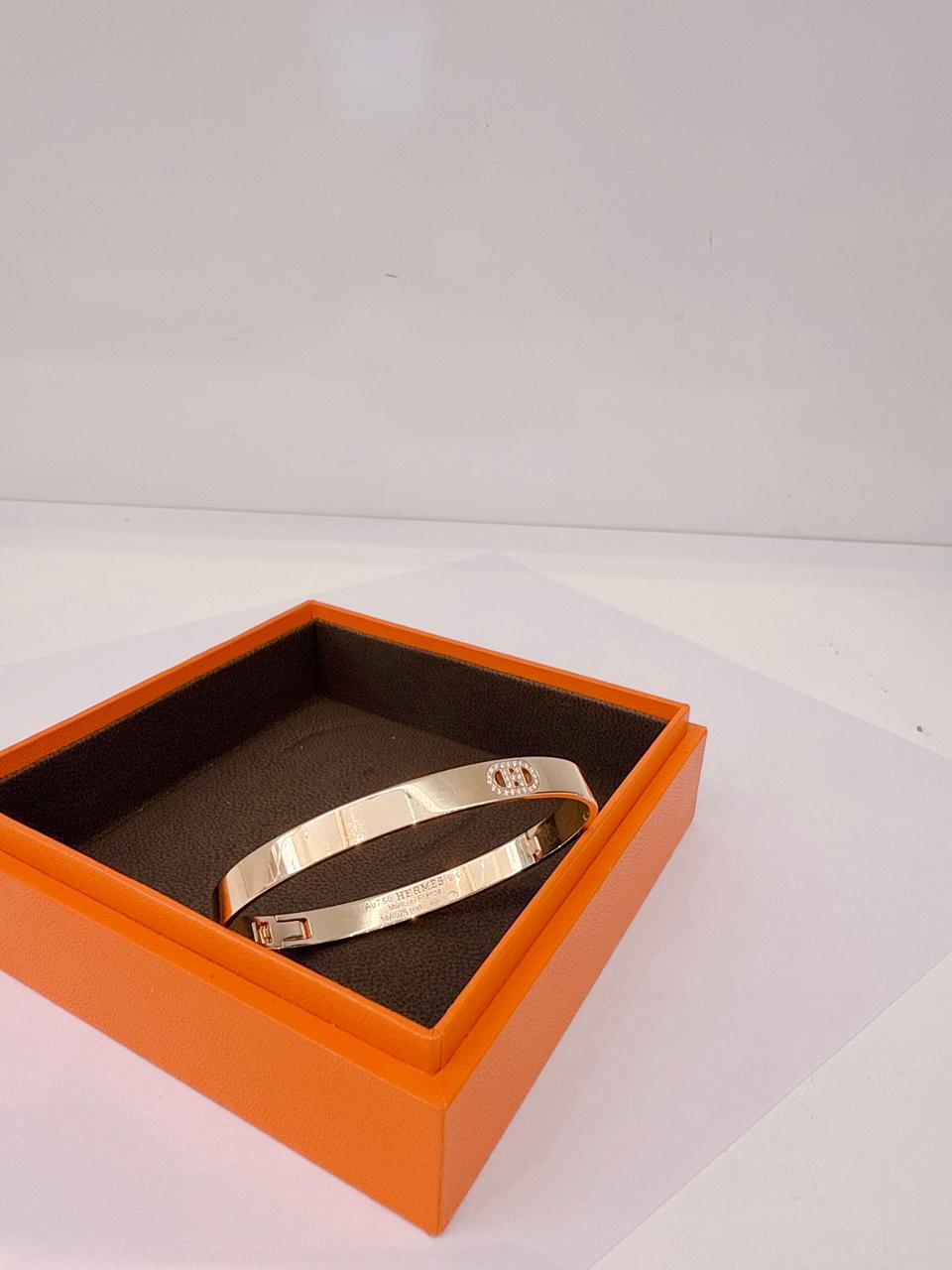 ROSE GOLD AND DIAMOND H D'ANCRE BRACELET SMALL MODEL