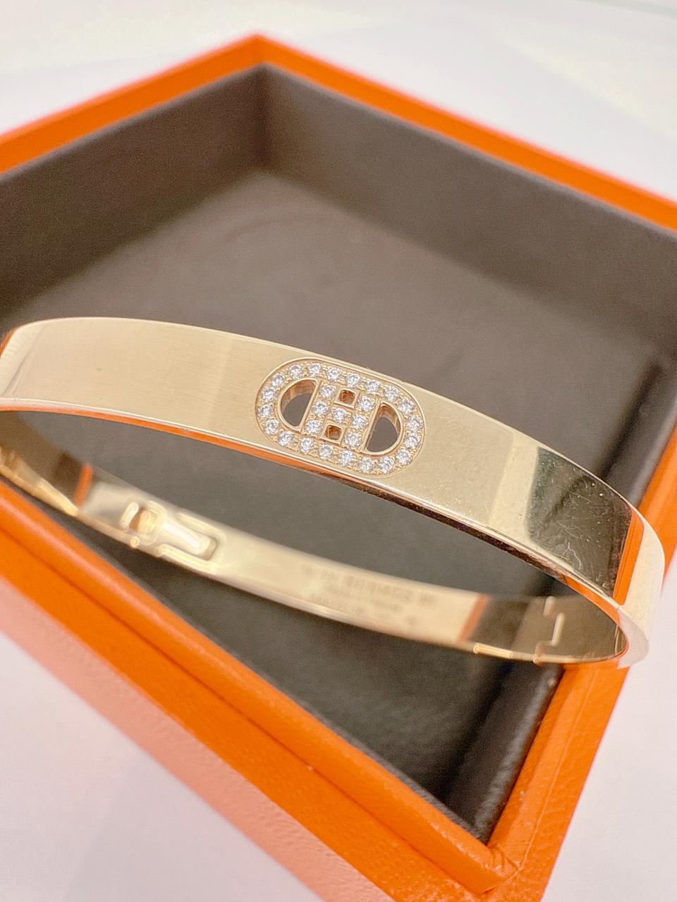 ROSE GOLD AND DIAMOND H D'ANCRE BRACELET SMALL MODEL