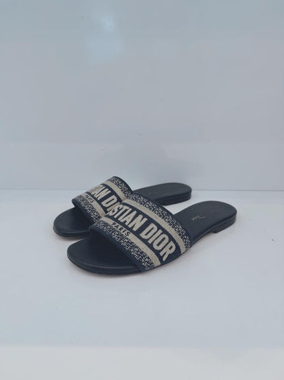 NAVY BLUE DWAY TECHNICAL FABRIC FLAT SANDALS 34.5