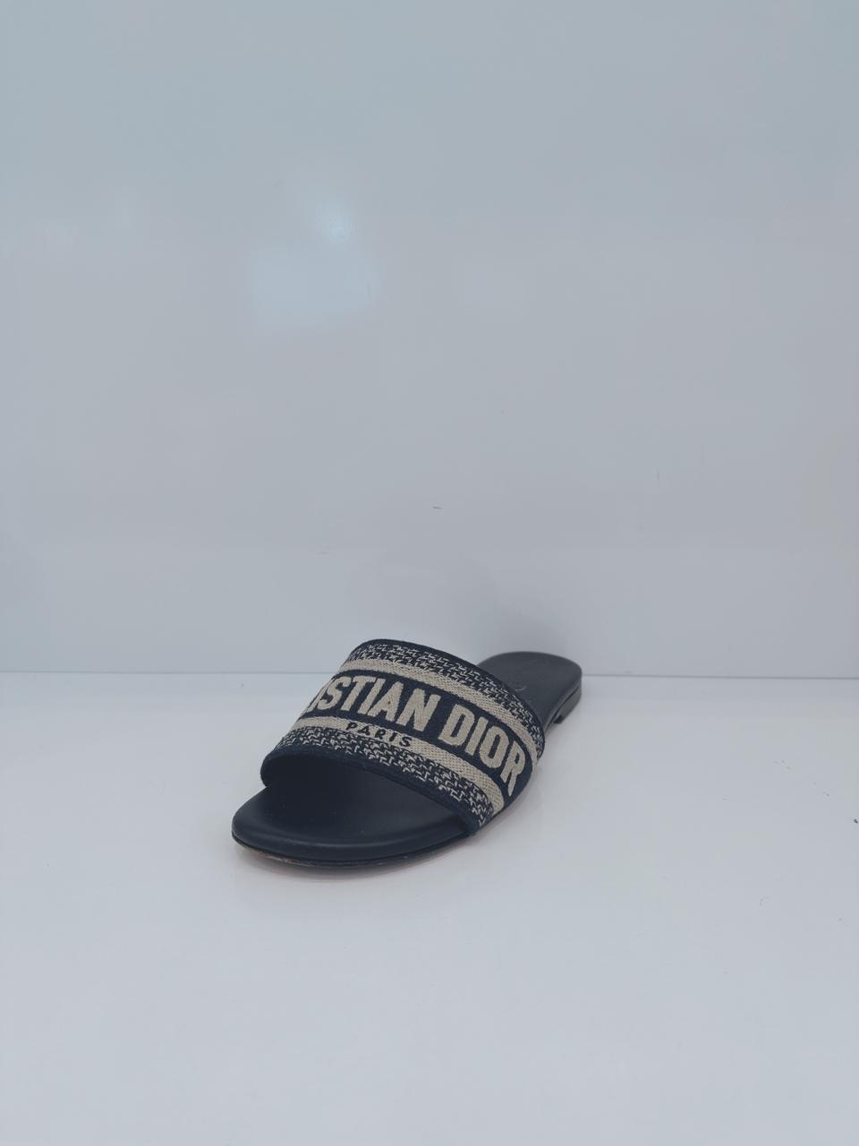 NAVY BLUE DWAY TECHNICAL FABRIC FLAT SANDALS 34.5