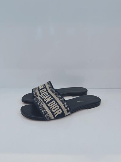 NAVY BLUE DWAY TECHNICAL FABRIC FLAT SANDALS 34.5