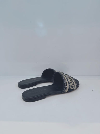 NAVY BLUE DWAY TECHNICAL FABRIC FLAT SANDALS 34.5