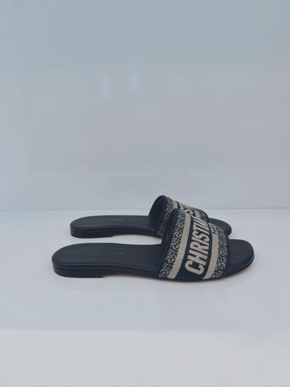NAVY BLUE DWAY TECHNICAL FABRIC FLAT SANDALS 34.5