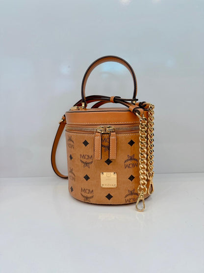 COGNAC VISETOS MONOGRAM SMALL CYLINDER CROSSBODY BAG