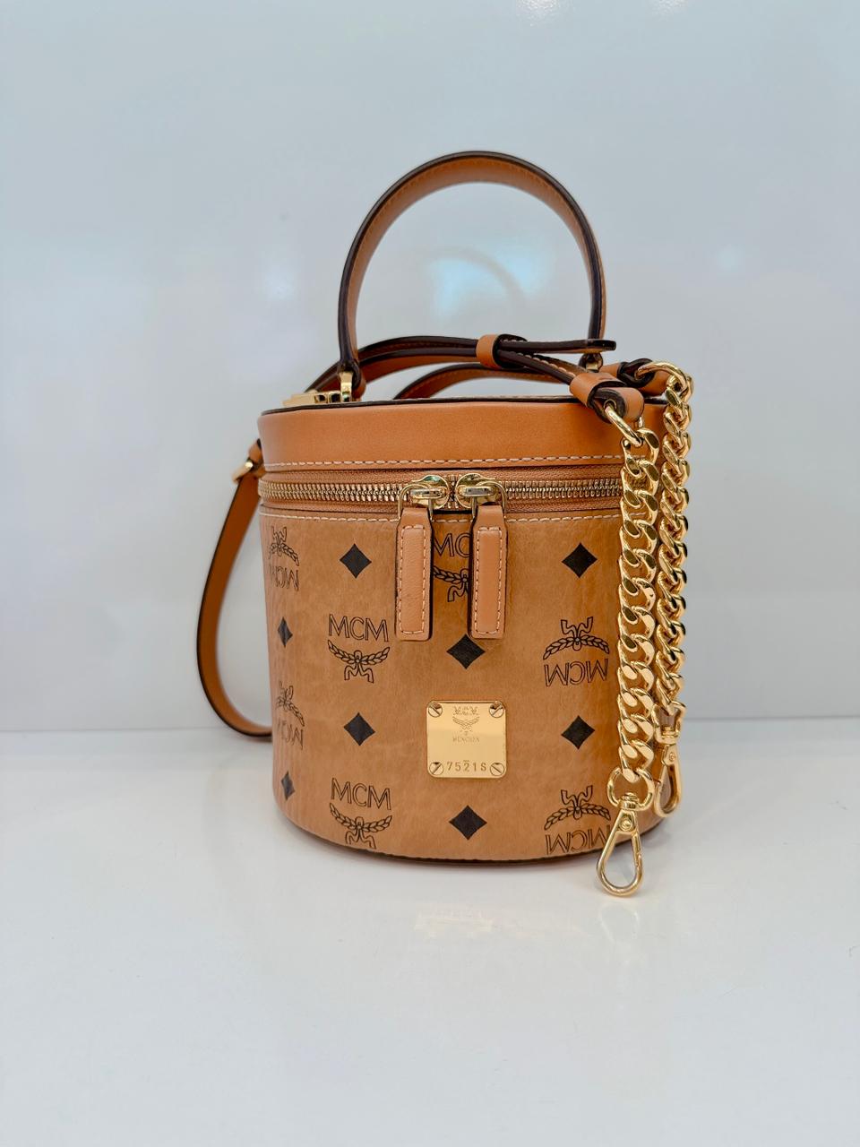 COGNAC VISETOS MONOGRAM SMALL CYLINDER CROSSBODY BAG