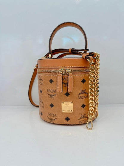 COGNAC VISETOS MONOGRAM SMALL CYLINDER CROSSBODY BAG