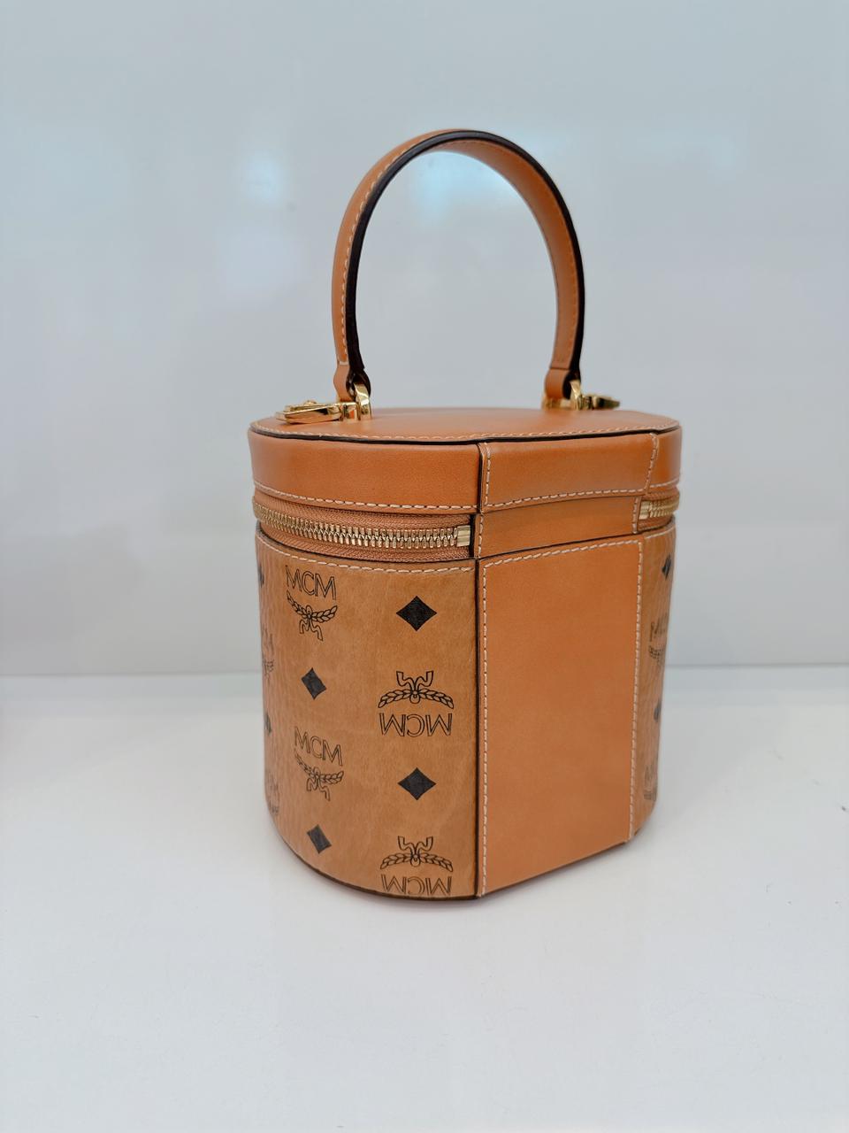 COGNAC VISETOS MONOGRAM SMALL CYLINDER CROSSBODY BAG