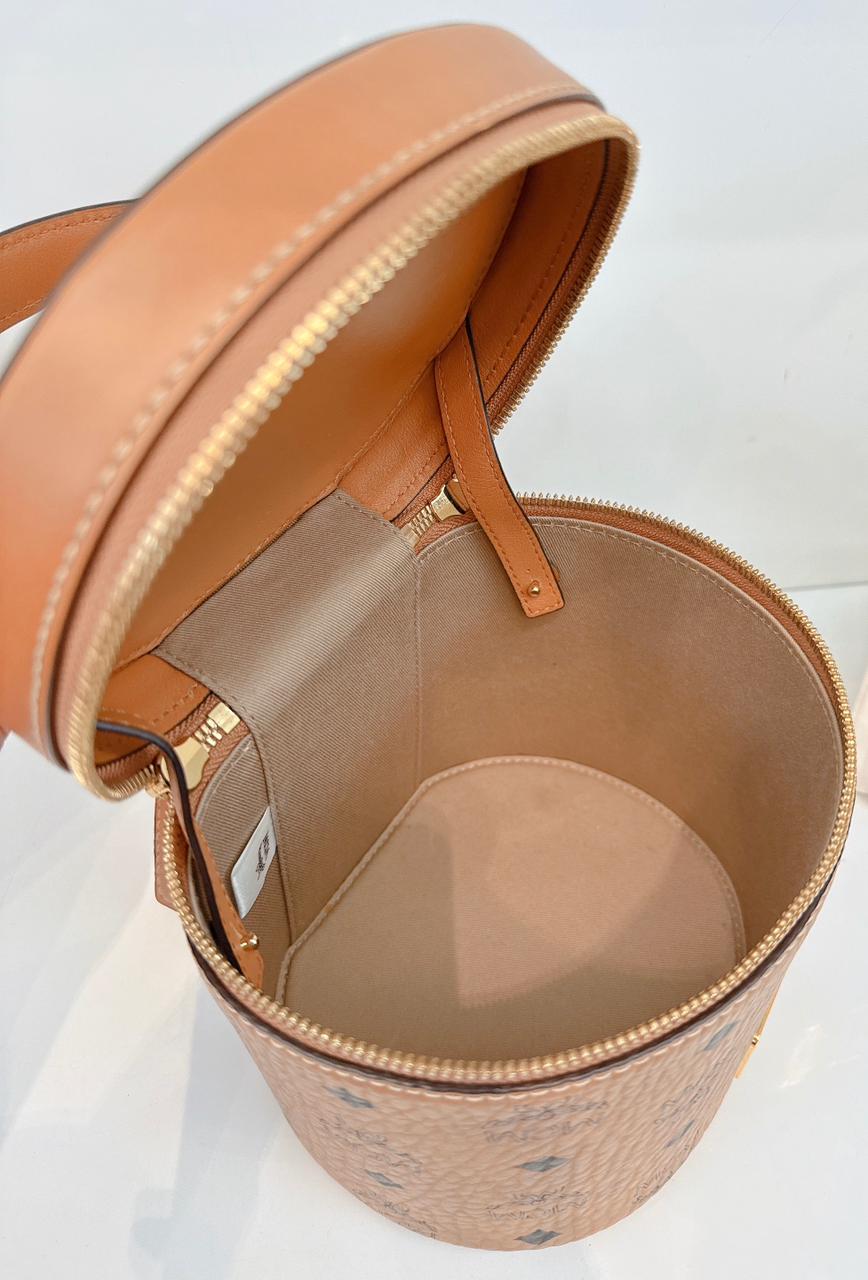 COGNAC VISETOS MONOGRAM SMALL CYLINDER CROSSBODY BAG