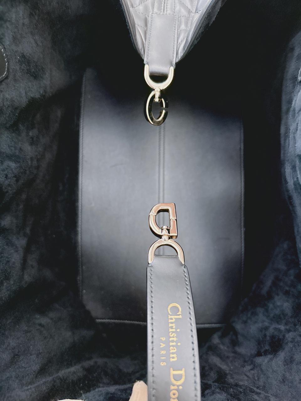 BLACK MACROCANNAGE CALFSKIN LARGE DIOR TOUJOURS BAG