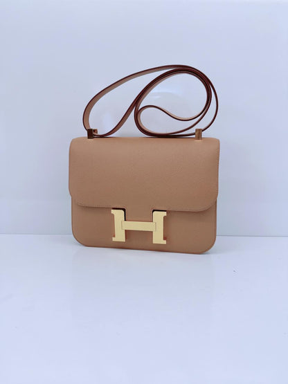 BISCUIT EPSOM LEATHER CONSTANCE I - 24 GOLD HARDWARE