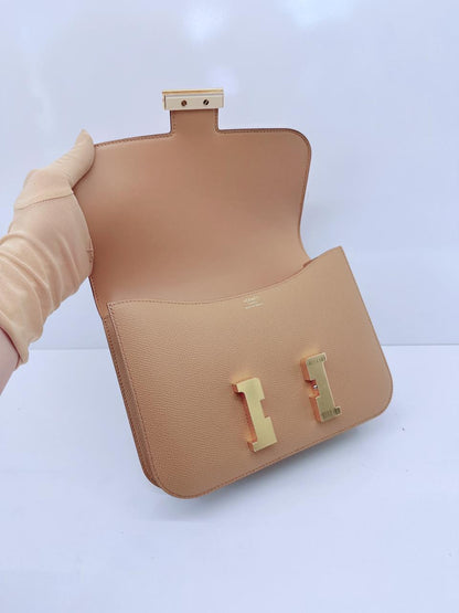 BISCUIT EPSOM LEATHER CONSTANCE I - 24 GOLD HARDWARE