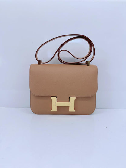 BISCUIT EPSOM LEATHER CONSTANCE I - 24 GOLD HARDWARE