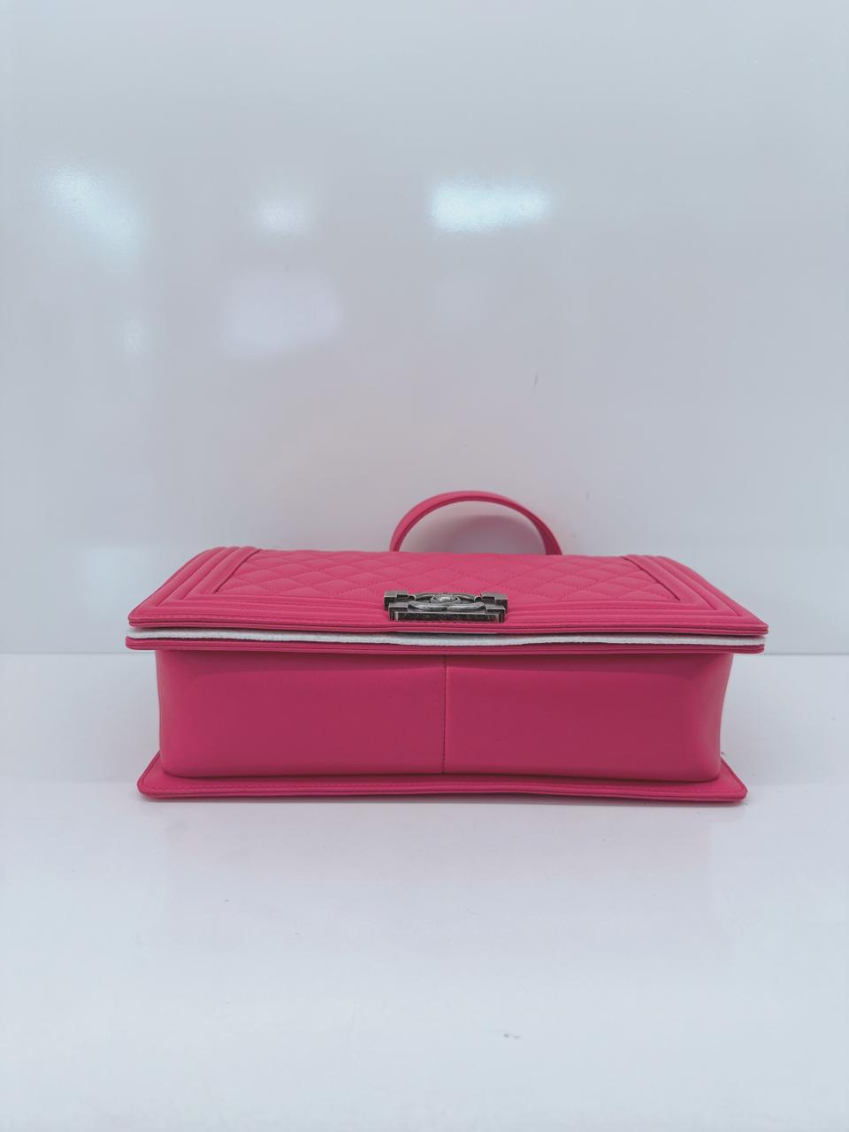 PINK LAMBSKIN LEATHER NEW MEDIUM BOY FLAP BAG