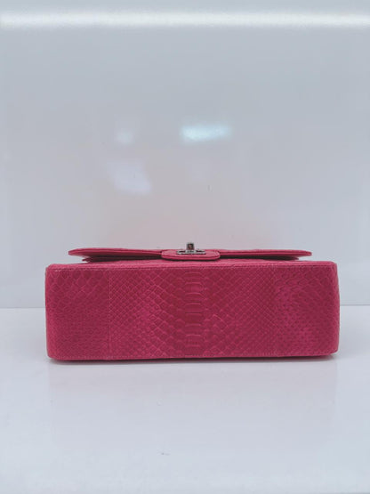 PINK PYTHON LEATHER LARGE JUMBO CLASSIC DOUBLE FLAP BAG